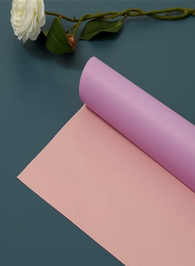 OUKEYI Double-sided two-color 20 pieces of flower bouquet wrapping paper, 23.6x23.6 inch waterproof wrapping paper, holiday gift packaging supplies (Lilac Purple+Nude Powder) - Image 3